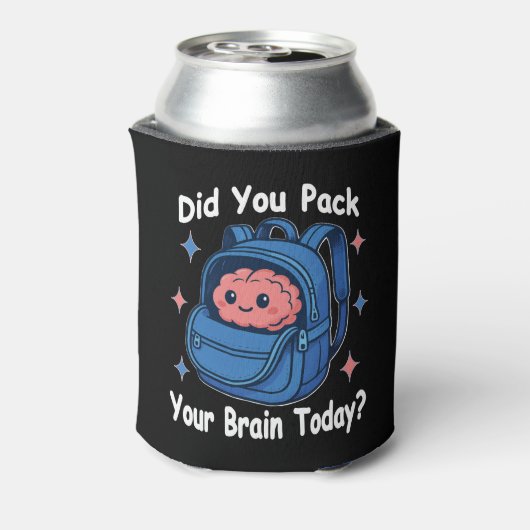Cute “Did You Pack Your Brain Today?” Brain Pun Blikjeskoeler (Blikje Achterkant)