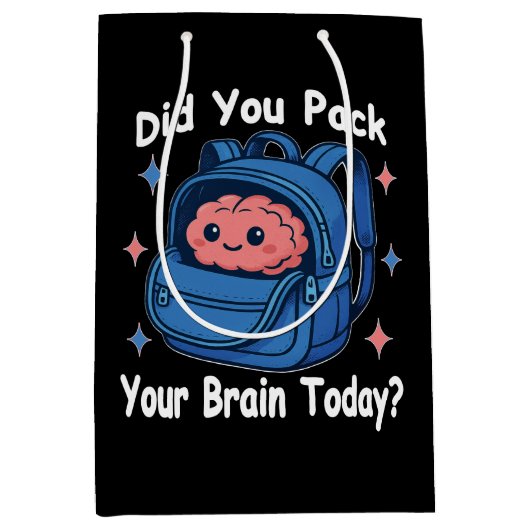 Cute “Did You Pack Your Brain Today?” Brain Pun Medium Cadeauzakje (Voorkant)
