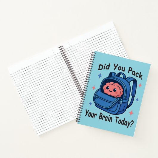 Cute “Did You Pack Your Brain Today?” Brain Pun Notitieboek (Binnen)
