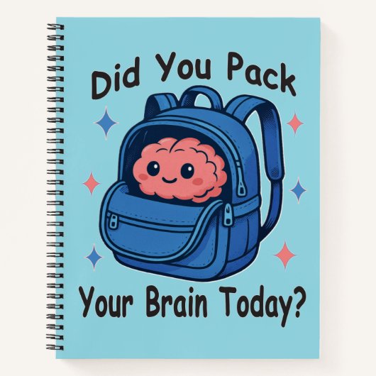 Cute “Did You Pack Your Brain Today?” Brain Pun Notitieboek (Voorkant)