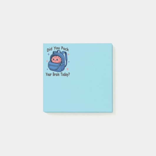 Cute “Did You Pack Your Brain Today?” Brain Pun Post-it® Notes (Voorkant)