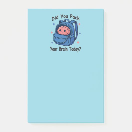 Cute “Did You Pack Your Brain Today?” Brain Pun Post-it® Notes (Voorkant)
