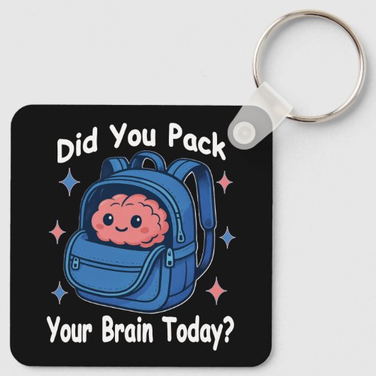 Cute “Did You Pack Your Brain Today?” Brain Pun Sleutelhanger (Achterkant)