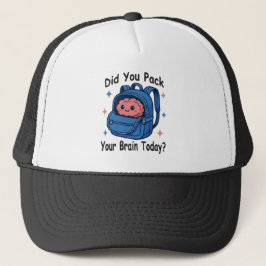 Cute “Did You Pack Your Brain Today?” Brain Pun Trucker Pet