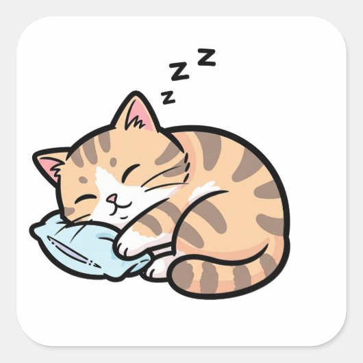 Cute Dier Kawaii Kat Vierkante Sticker (Voorkant)