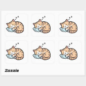 Cute Dier Kawaii Kat Vierkante Sticker (Vel)