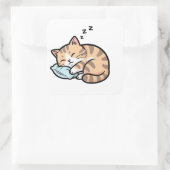 Cute Dier Kawaii Kat Vierkante Sticker (Tas)