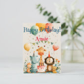 Cute dier kids ontwerp met verjaardagselementen briefkaart (Staand voorkant)