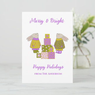 Cute dier konijn kerst vakantiekaart feestdagenkaart
