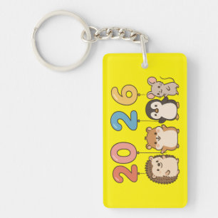 Cute Dieren 2026 Gelukkig Nieuwjaar-60822 Sleutelhanger
