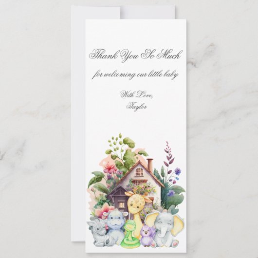Cute Dieren Baby Shower Bedankkaart (Voorkant)