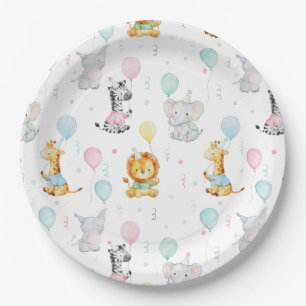 Cute Dieren Baby Verjaardagsfeestje Papieren Bordje