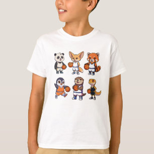 Cute Dieren Basketbal Team - Grappige Tekenfilm Sp T-shirt