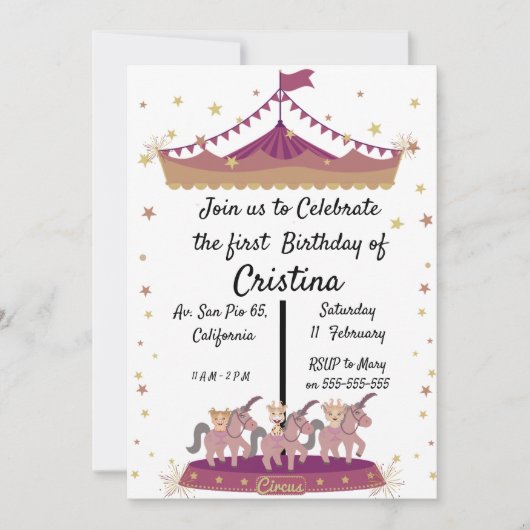 Cute dieren circus pony kaart (Voorkant)