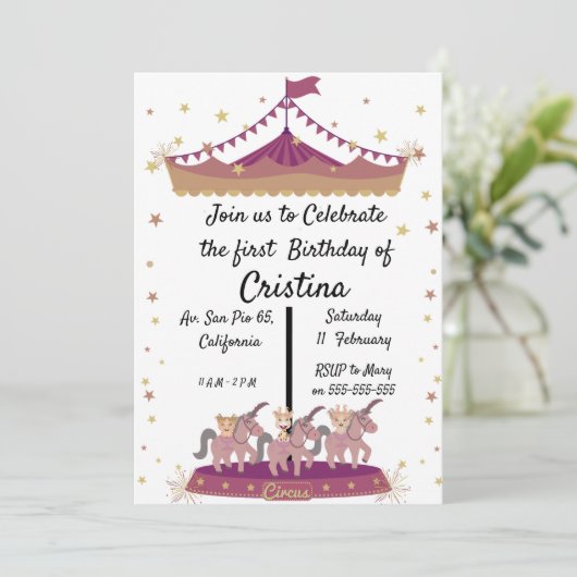 Cute dieren circus pony kaart (Staand voorkant)