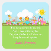 Cute Dieren Circus Trein in Roze Boekplaat Sticker (Voorkant)