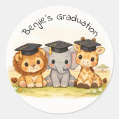 Cute Dieren Feest Safari Afstuderen Ronde Sticker (Voorkant)
