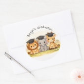 Cute Dieren Feest Safari Afstuderen Ronde Sticker (Envelop)