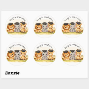 Cute Dieren Feest Safari Afstuderen Ronde Sticker