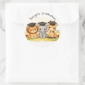 Cute Dieren Feest Safari Afstuderen Ronde Sticker (Tas)