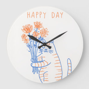 Cute Dieren Illustratie Ronde Wandklok