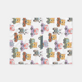 Cute Dieren In Auto's Patroon Fleece Deken (Voorkant (Horizontaal))