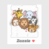 Cute Dieren in de Dierentuin Illustratie van Olifa Sticker (Vel)