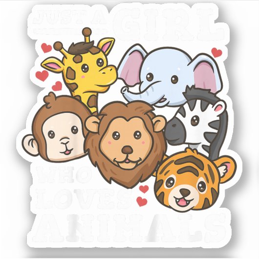 Cute Dieren in de Dierentuin Illustratie van Olifa Sticker (Voorkant)