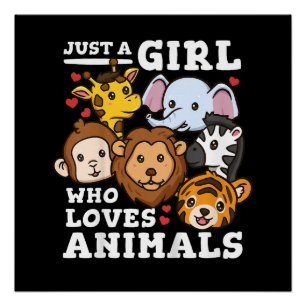 Cute Dieren in de Dierentuin Olifant & Giraffe Ill Perfect Poster