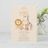 Cute Dieren in de Dierentuin op Beige Kaart (Staand voorkant)