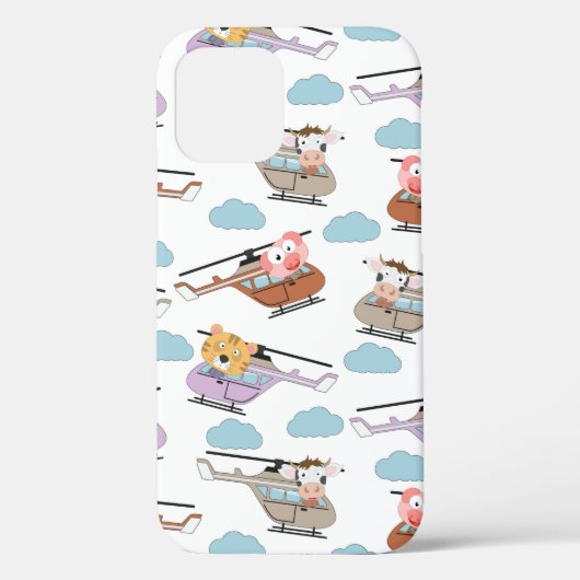 Cute Dieren In Helikopter Patroon Case-Mate iPhone Case (Achterkant)
