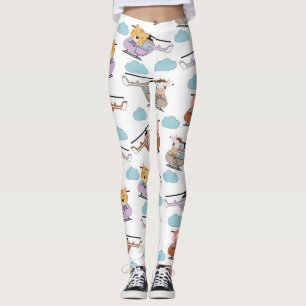Cute Dieren In Helikopter Patroon Leggings