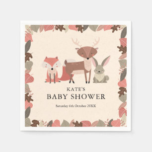 Cute Dieren in het Bos Baby Shower Servet