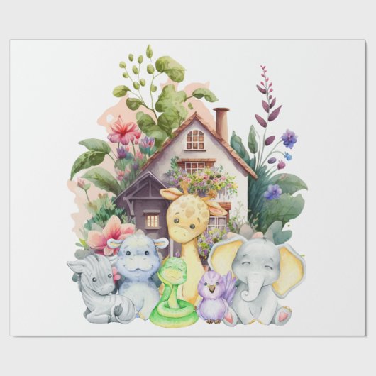 Cute Dieren Inpakpapier (Vlak)