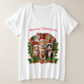 Cute dieren Katten Kerstmis T-shirts (Design voorkant)