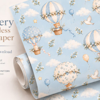 Cute Dieren Luchtballon Babykamer Naadloos Behang