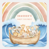 Cute Dieren Noahs Ark Baby Shower Sticker (Voorkant)