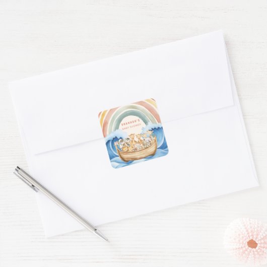 Cute Dieren Noahs Ark Baby Shower Sticker (Envelop)