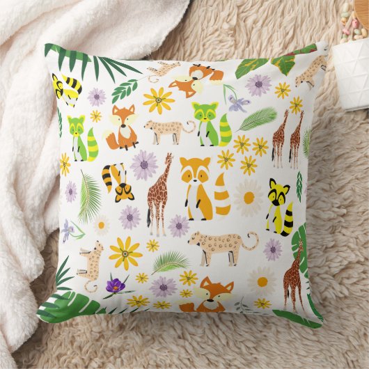 Cute dieren Safari kinderkamer dierentuin jungle w Kussen (Deken)