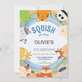 Cute dieren Squish Boy verjaardagsuitnodiging Kaart
