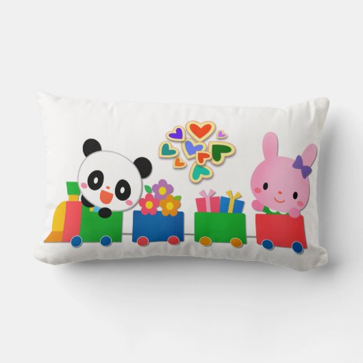 Cute Dieren Trein Kussen (Achterkant)