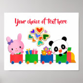 Cute Dieren Trein Poster (Voorkant)
