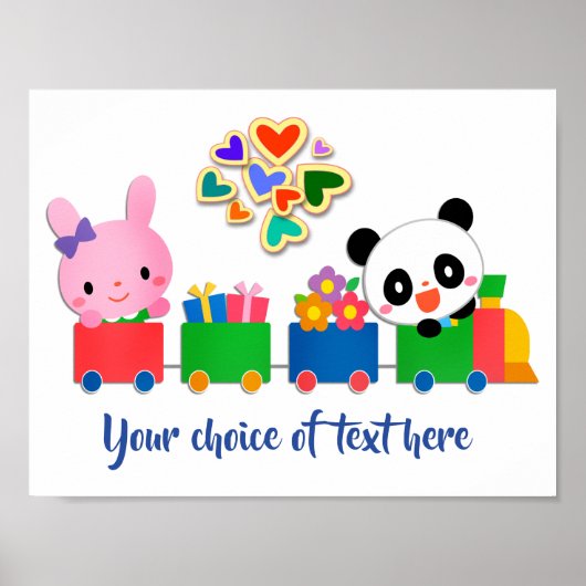 Cute Dieren Trein Poster (Voorkant)