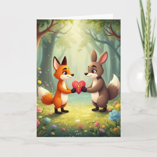 Cute Dieren Valentijnsdag Kaart (Voorkant)