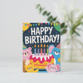 Cute Dieren Verjaardagsfeest Design voor Kinderen Briefkaart (Staand voorkant)