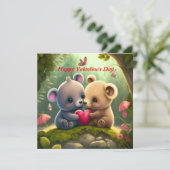 Cute dieren verliefd kaart (Staand voorkant)