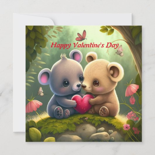 Cute dieren verliefd kaart (Voorkant)