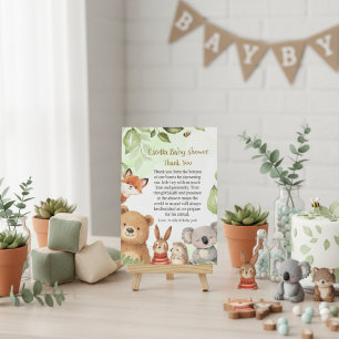 Cute Dieren Woodland Groene Baby Shower Bedankkaart