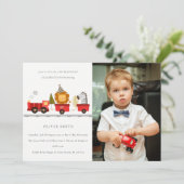 Cute Dierendrein Foto Verjaardagsuitnodiging Elke  Bedankkaart (Staand voorkant)