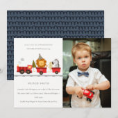 Cute Dierendrein Foto Verjaardagsuitnodiging Elke  Bedankkaart (Voorkant / Achterkant)